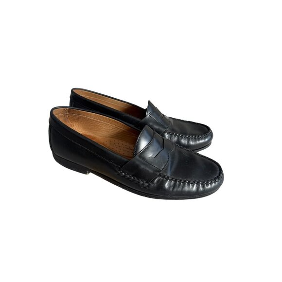 JOHNSTON & MURPHY Black Leather Oxford Slip On Dress Loafers Size 11 - Picture 3 of 8